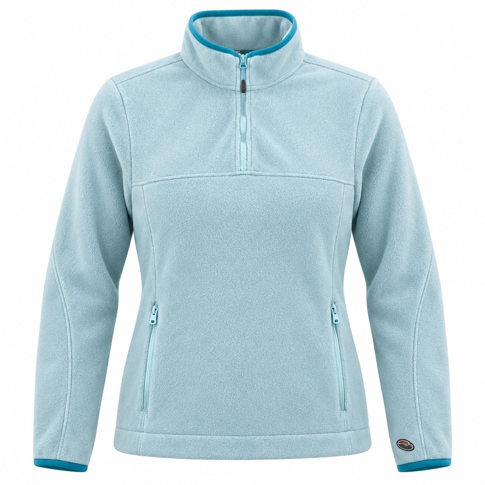Chubbies Fleece Pullover Womens Large Light Blue Quarter Zip Mock Neck Pocket